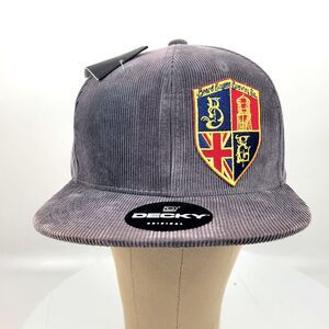Beard Engine Soccer Club Logo Flat Bill Corduroy Snapback Hat Decky 1076-CHA NWT